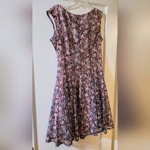 New Size 8 Beautiful, floral, lace, black, pink, white, wedding guest, summer